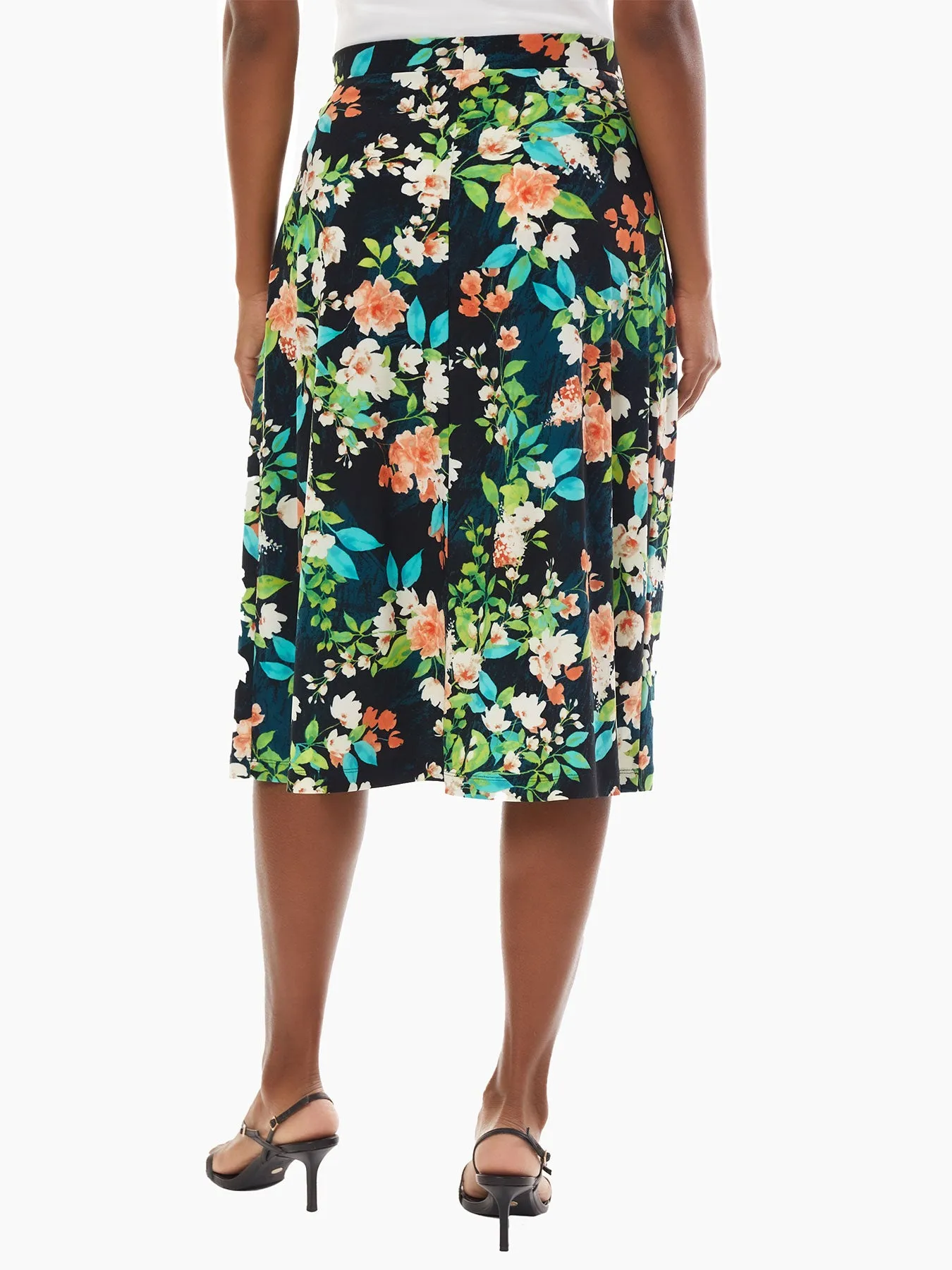 A-Line Jersey Knit Midi Skirt