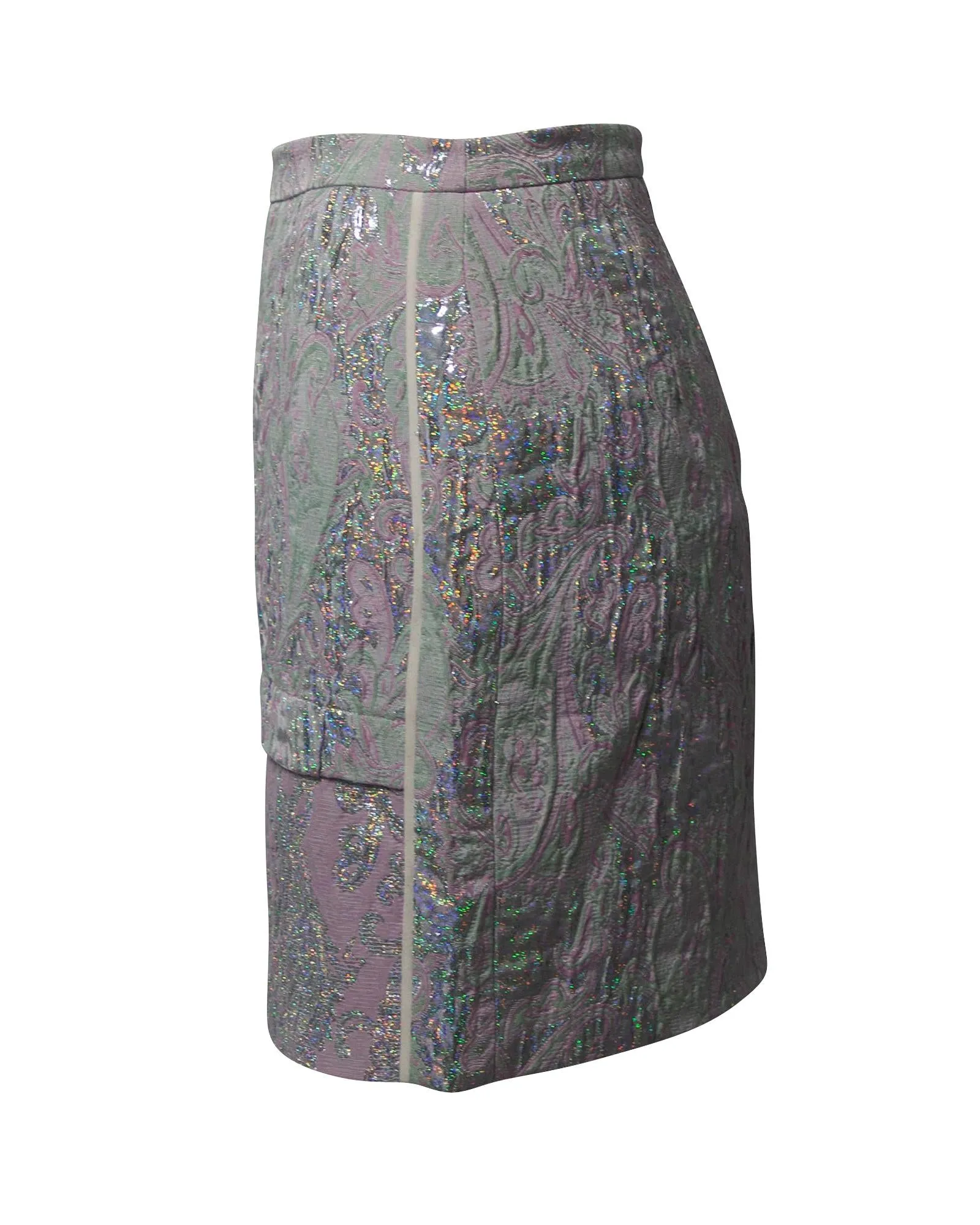 Abstract Metallic Jacquard Mini Skirt in Polyester