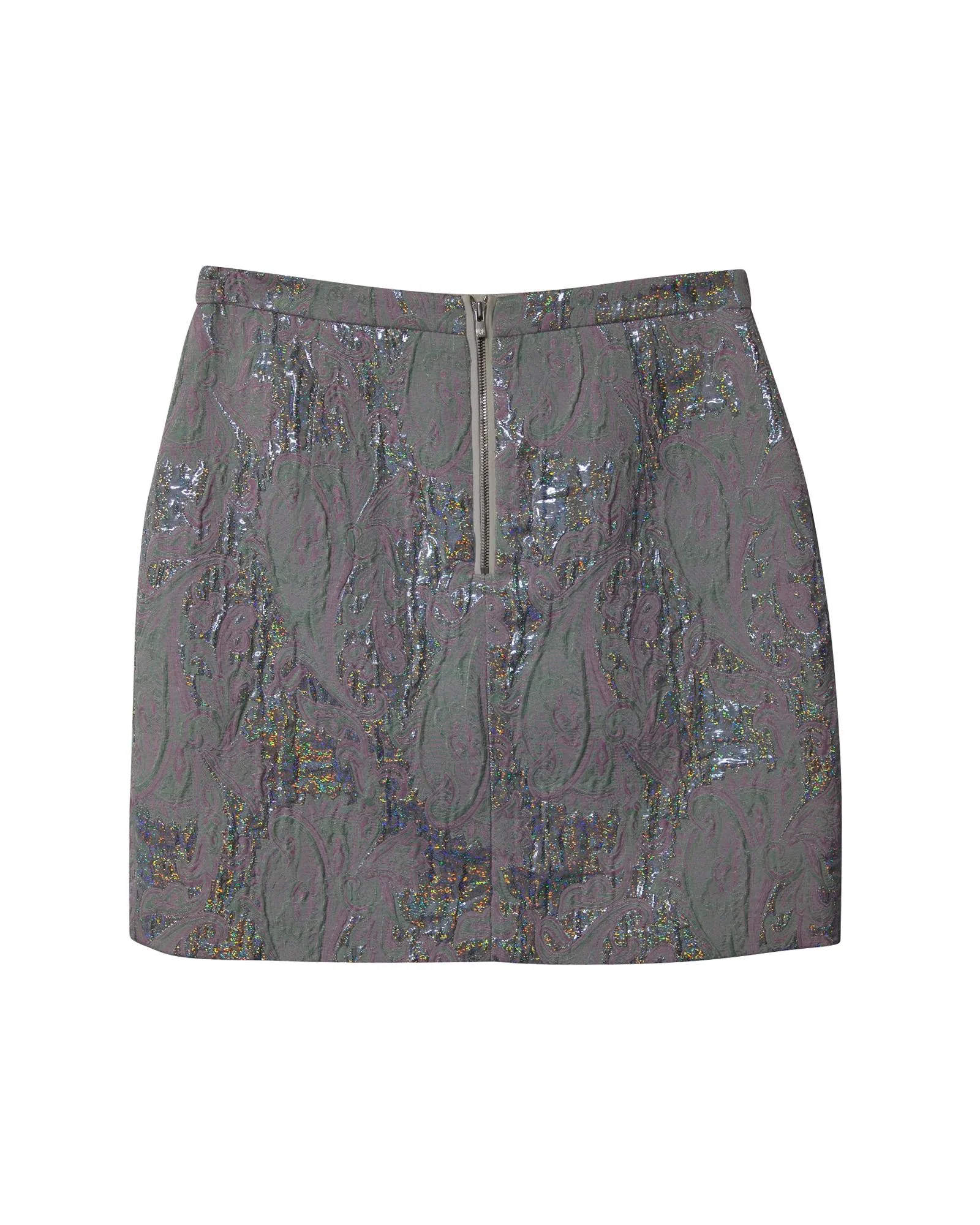 Abstract Metallic Jacquard Mini Skirt in Polyester