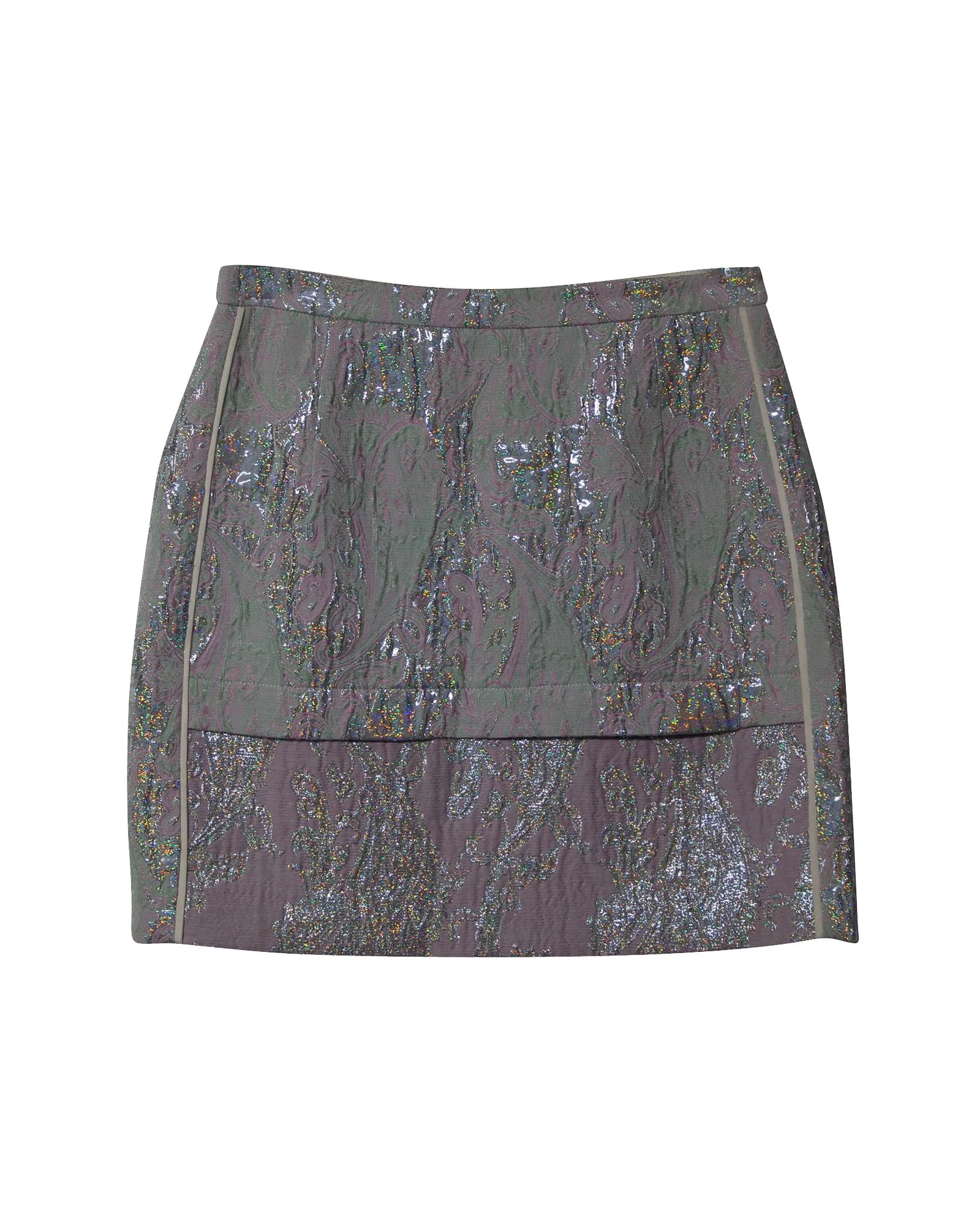 Abstract Metallic Jacquard Mini Skirt in Polyester