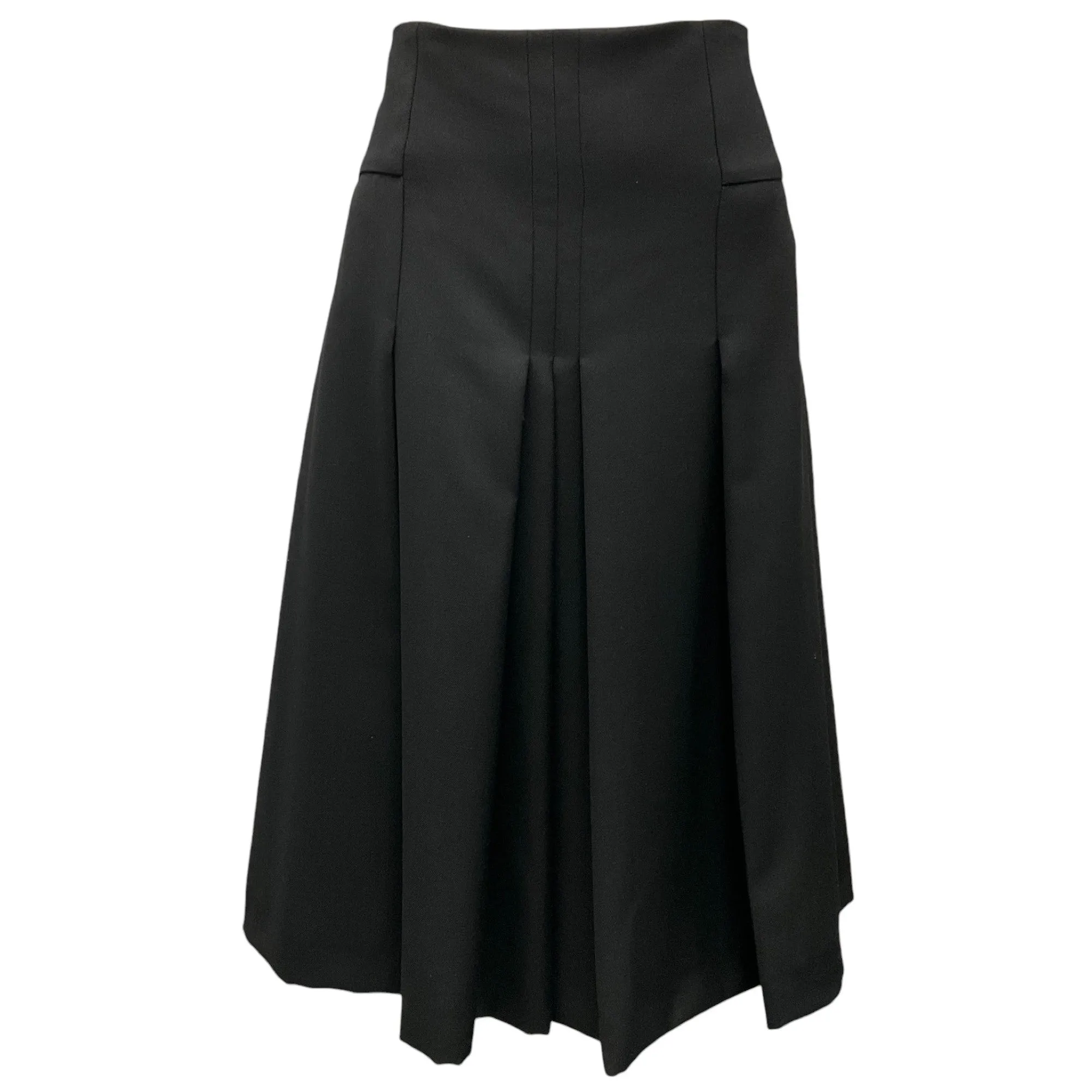 Akris Punto Black Pleated Wool Skirt