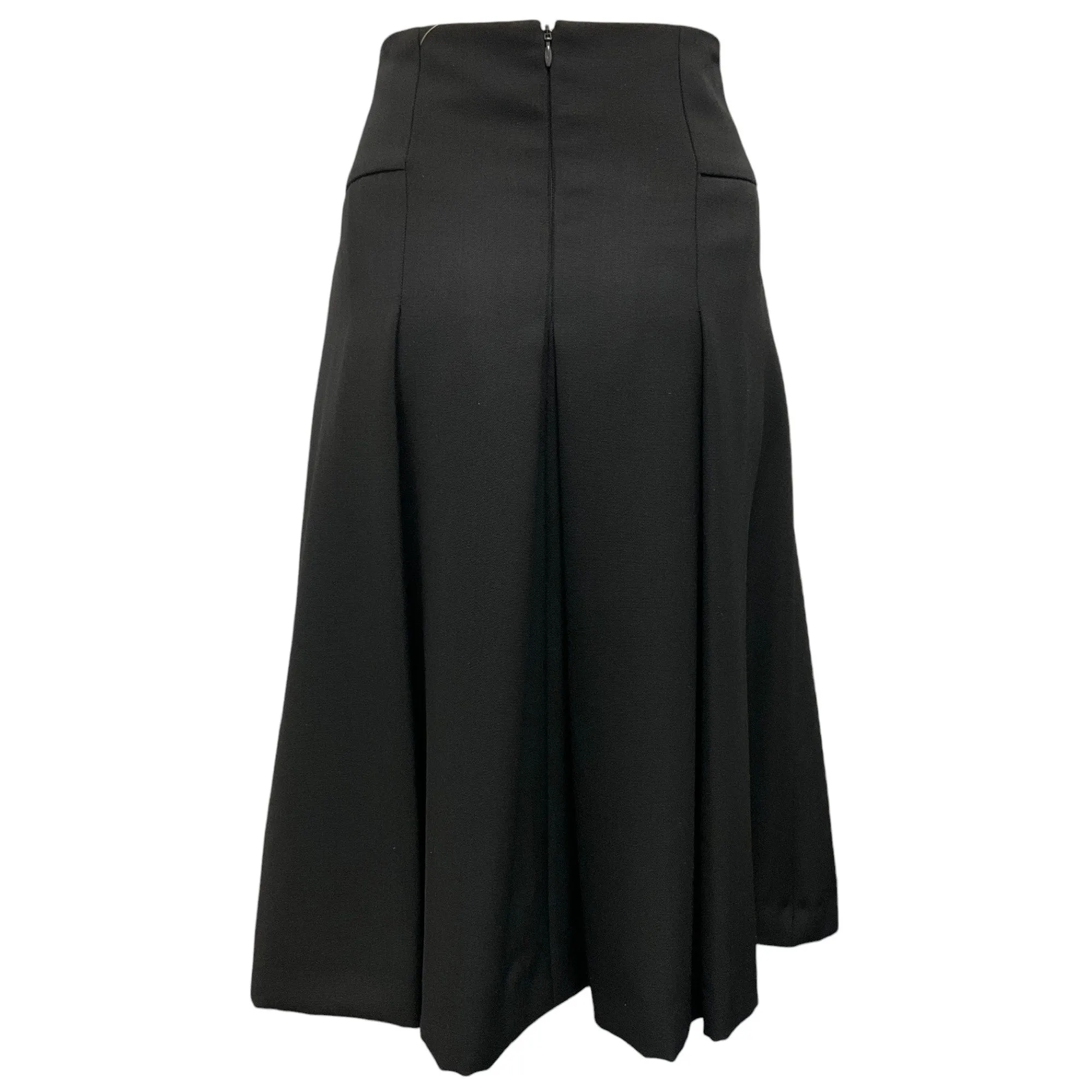 Akris Punto Black Pleated Wool Skirt