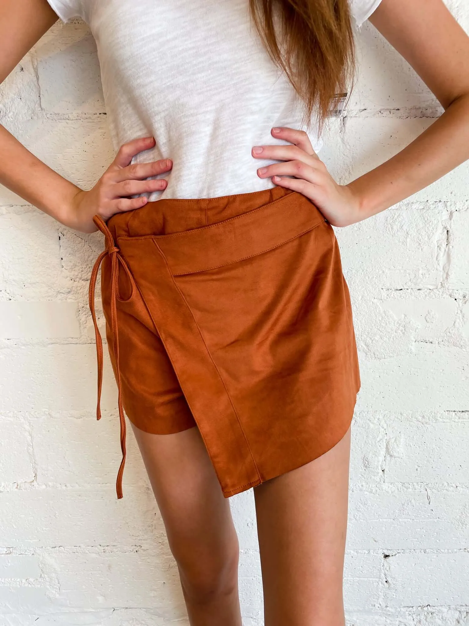 All For Suede Wrap Mini Skirt