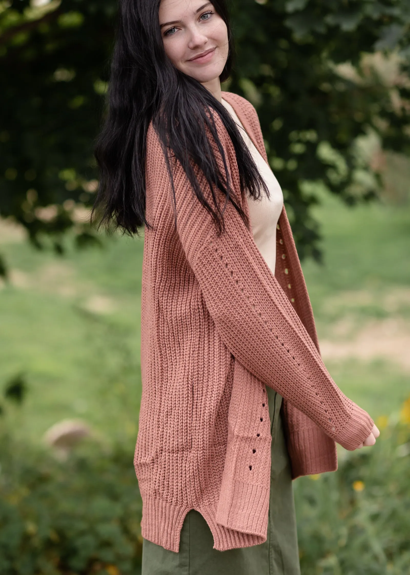 Balloon Sleeve Open Front Sweater Knit Cardigan -FINAL SALE