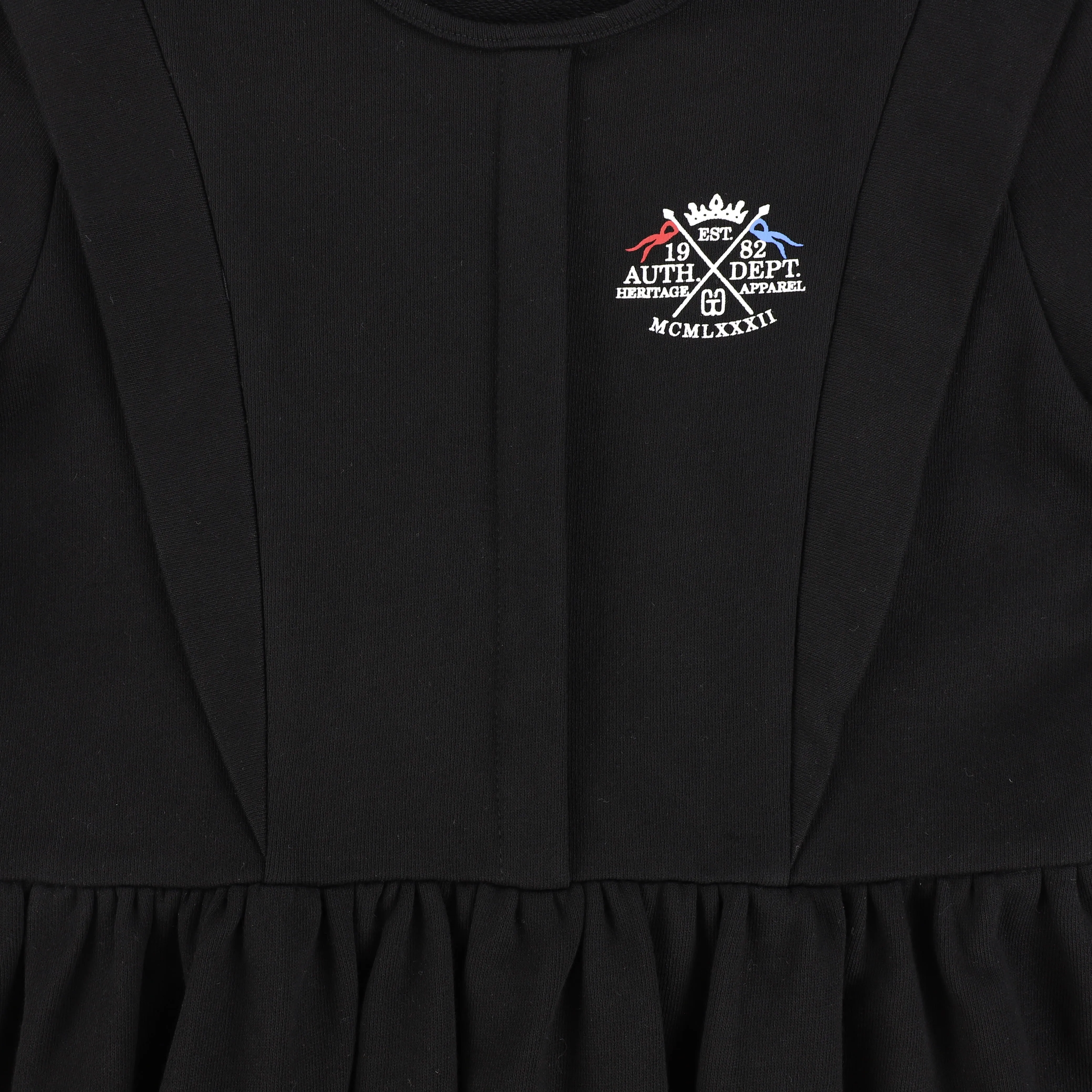 Bamboo Black Embroidered Crest Sweater Dress [Final Sale]