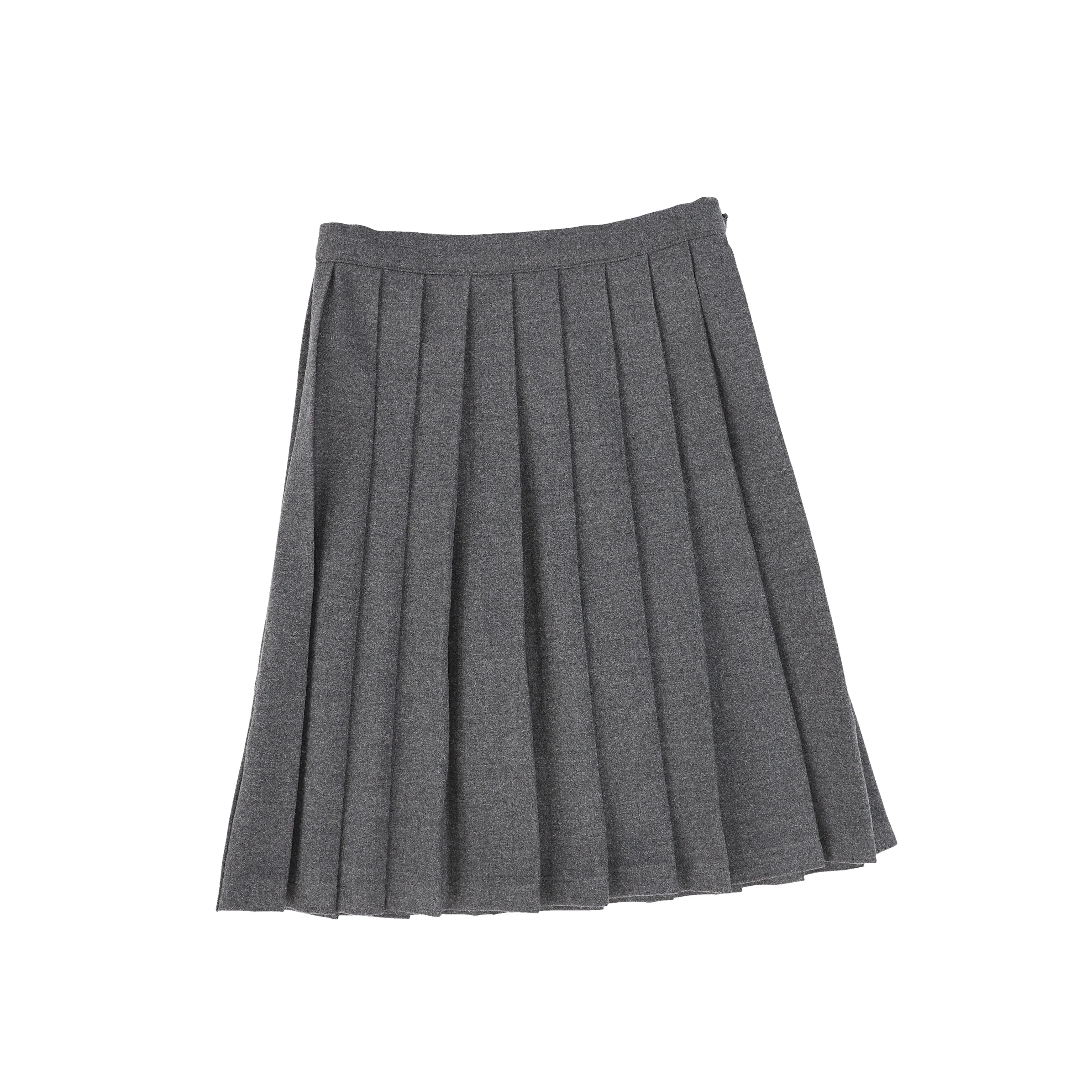 Bamboo Heather Gray Wool Pleated Skirt