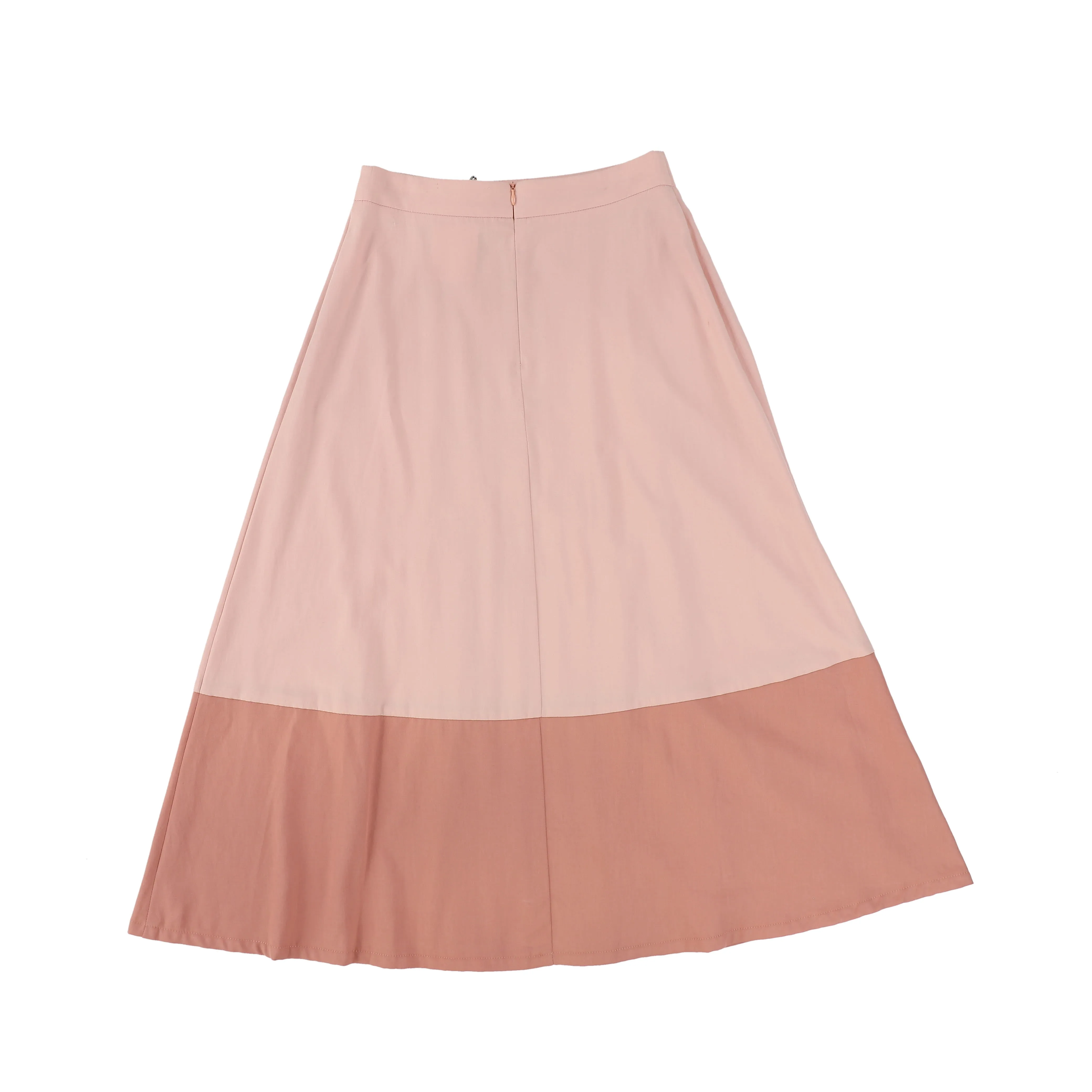 BAMBOO PINK PLEATED COLOR BLOCK WRAP SKIRT [FINAL SALE]