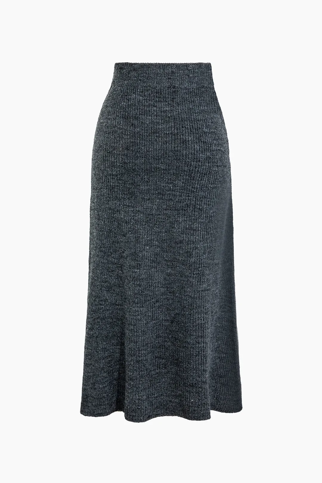 Basic Solid High-Waisted Mermaid Sweater Skirt