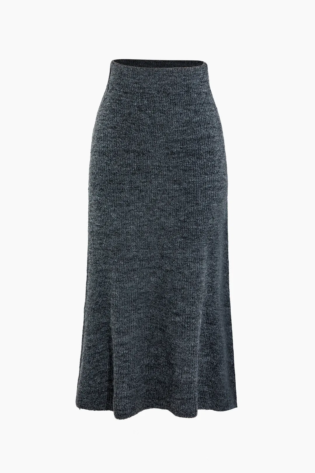 Basic Solid High-Waisted Mermaid Sweater Skirt