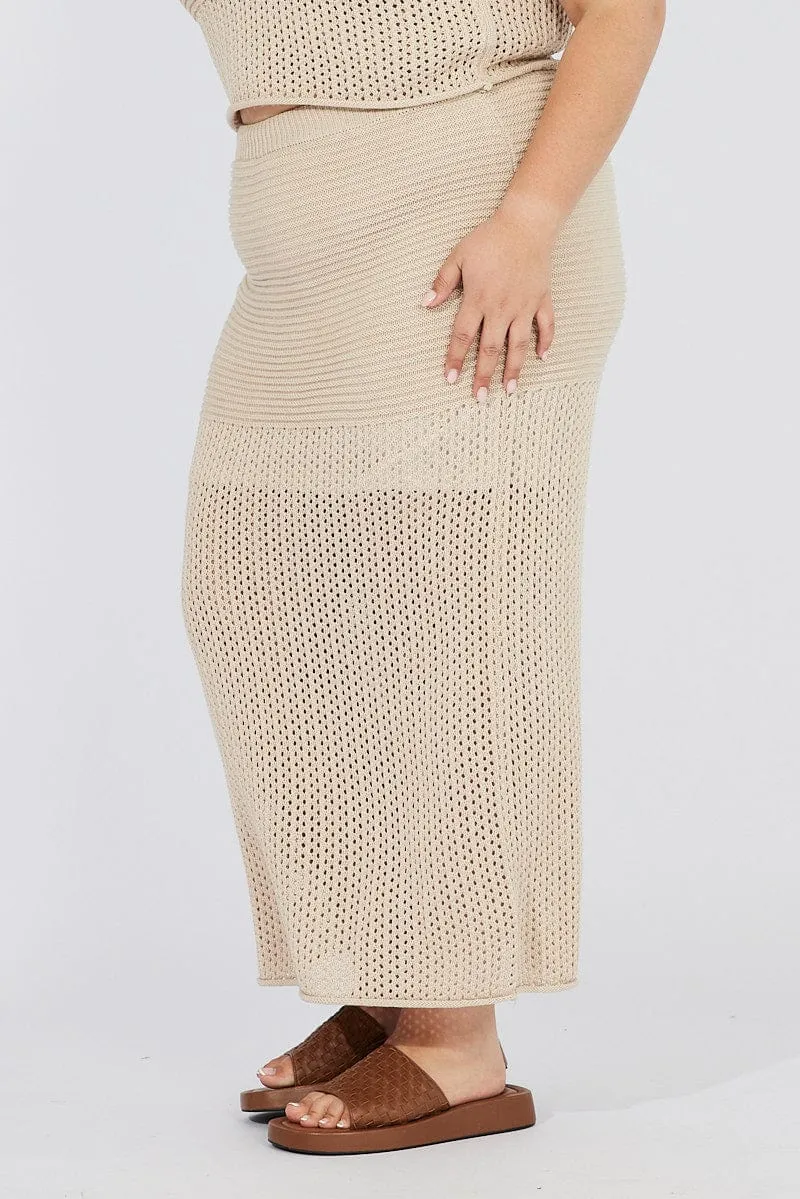 Beige Crochet Maxiskirt