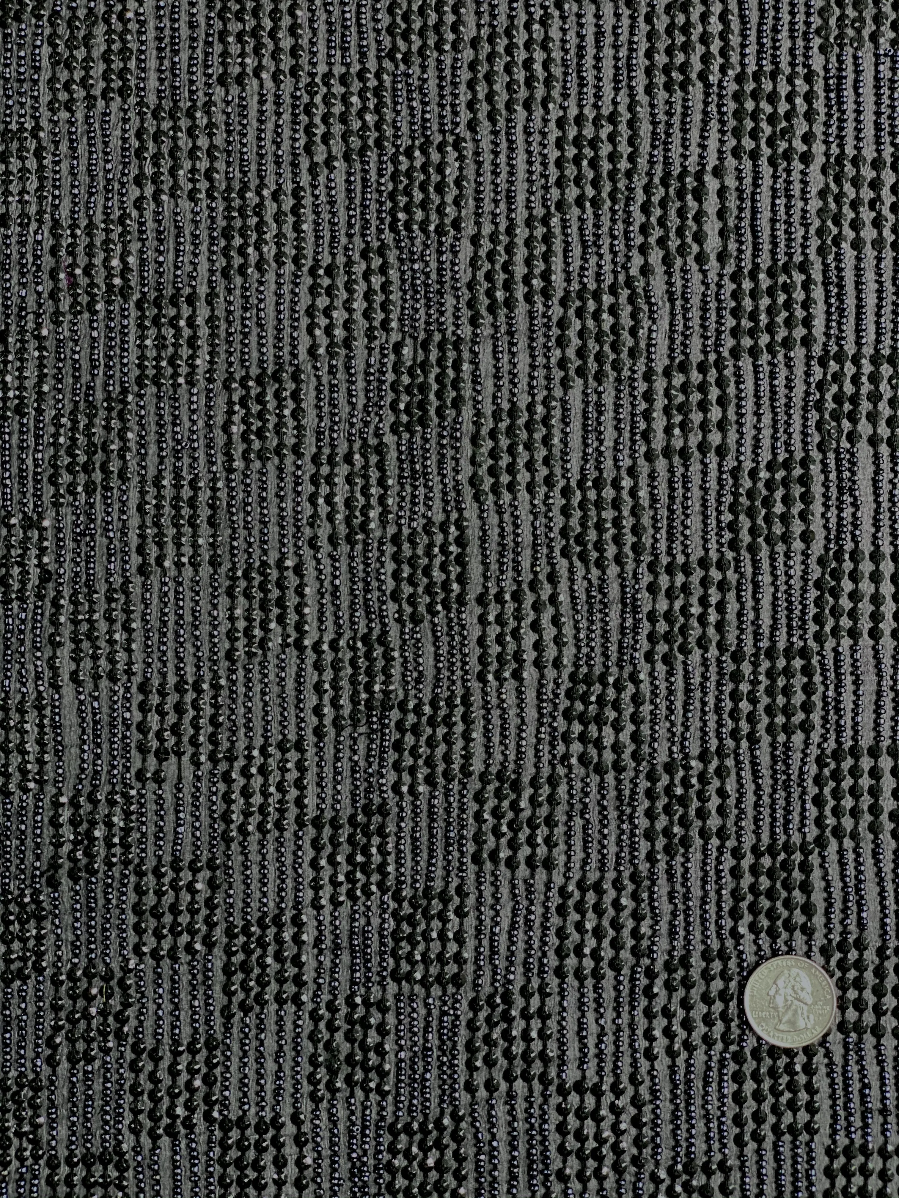 Black Sequin & Beads On Silk Chiffon JEC-069-1 Fabric