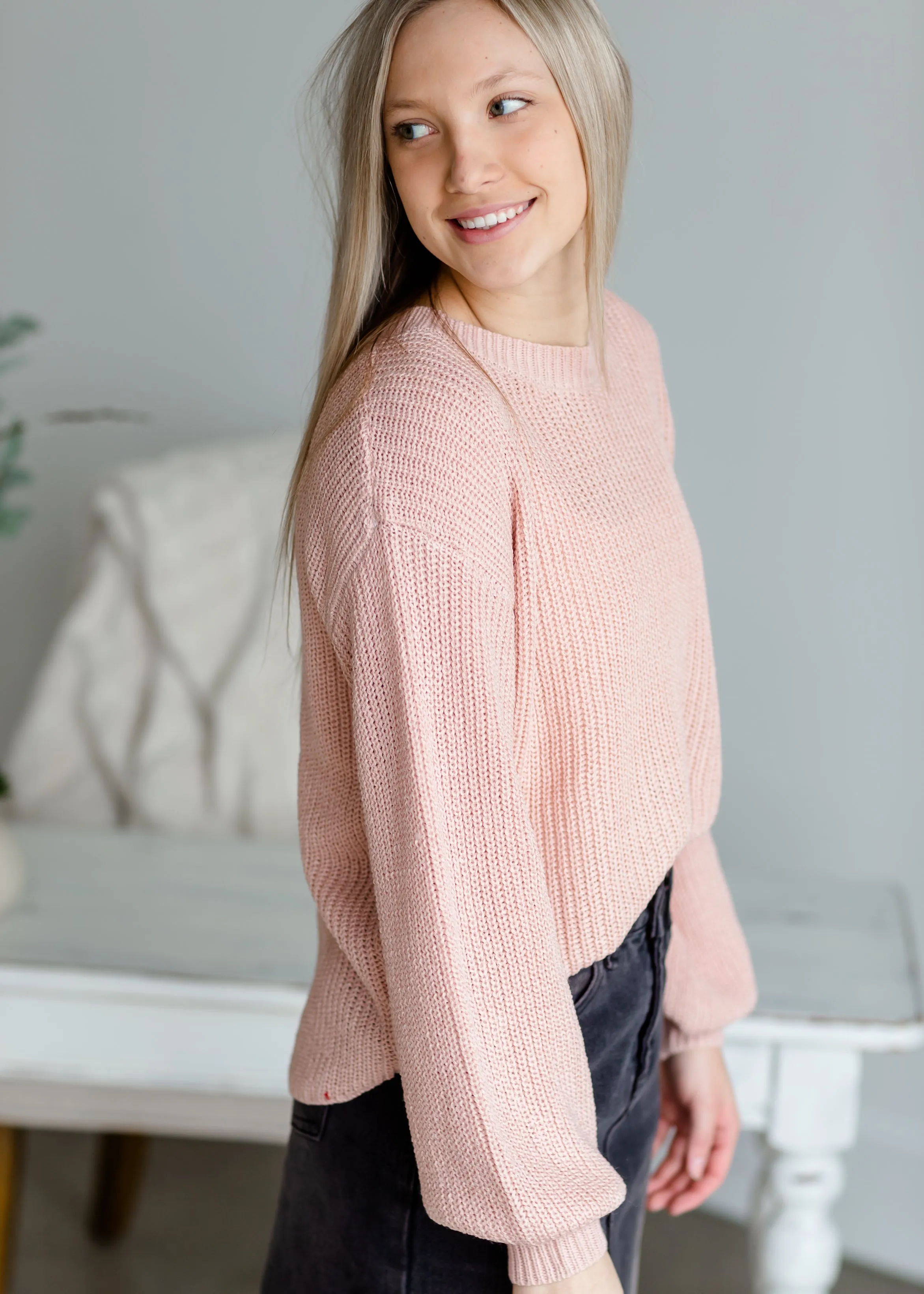 Blush Puff Sleeve Sweater