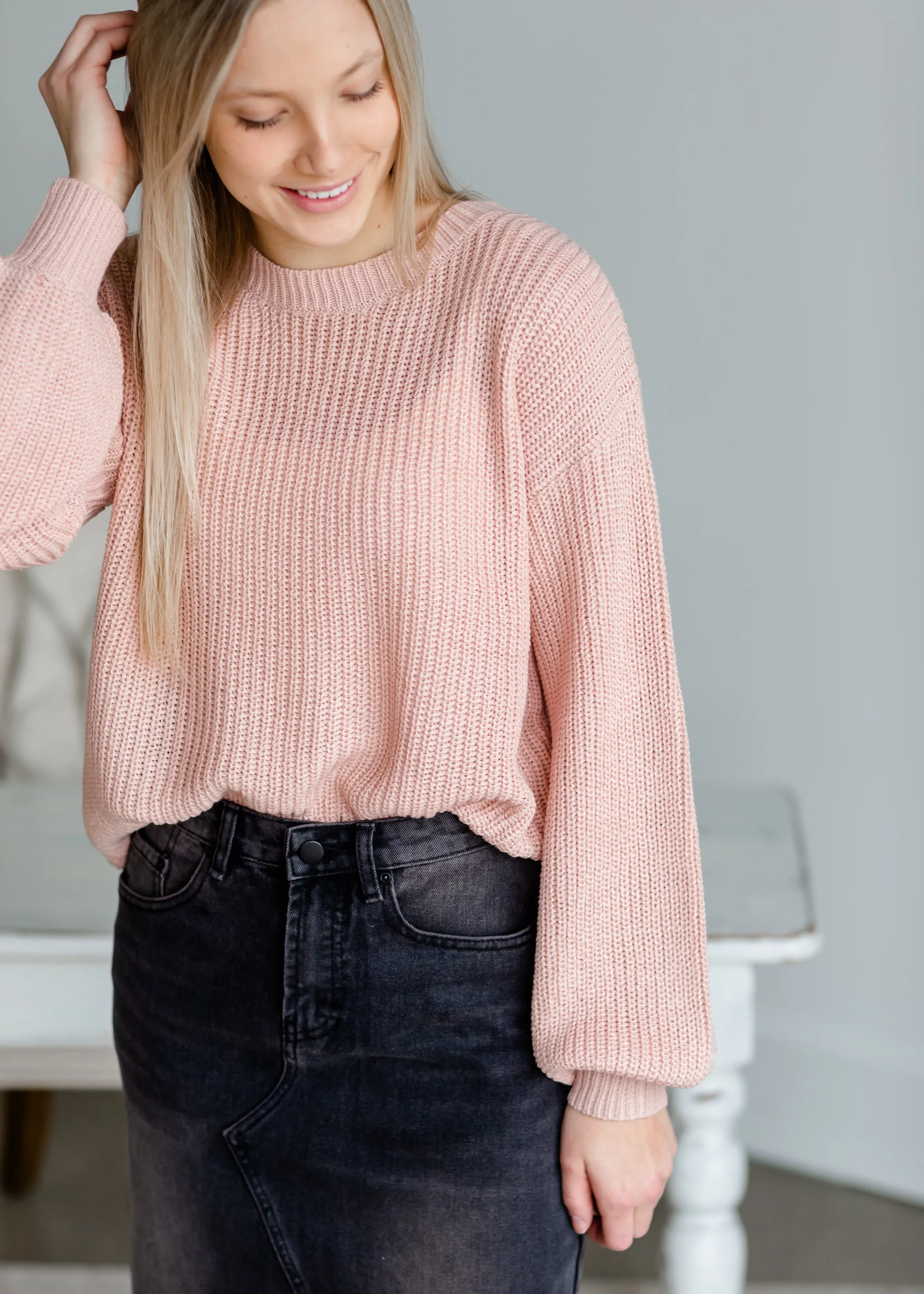 Blush Puff Sleeve Sweater