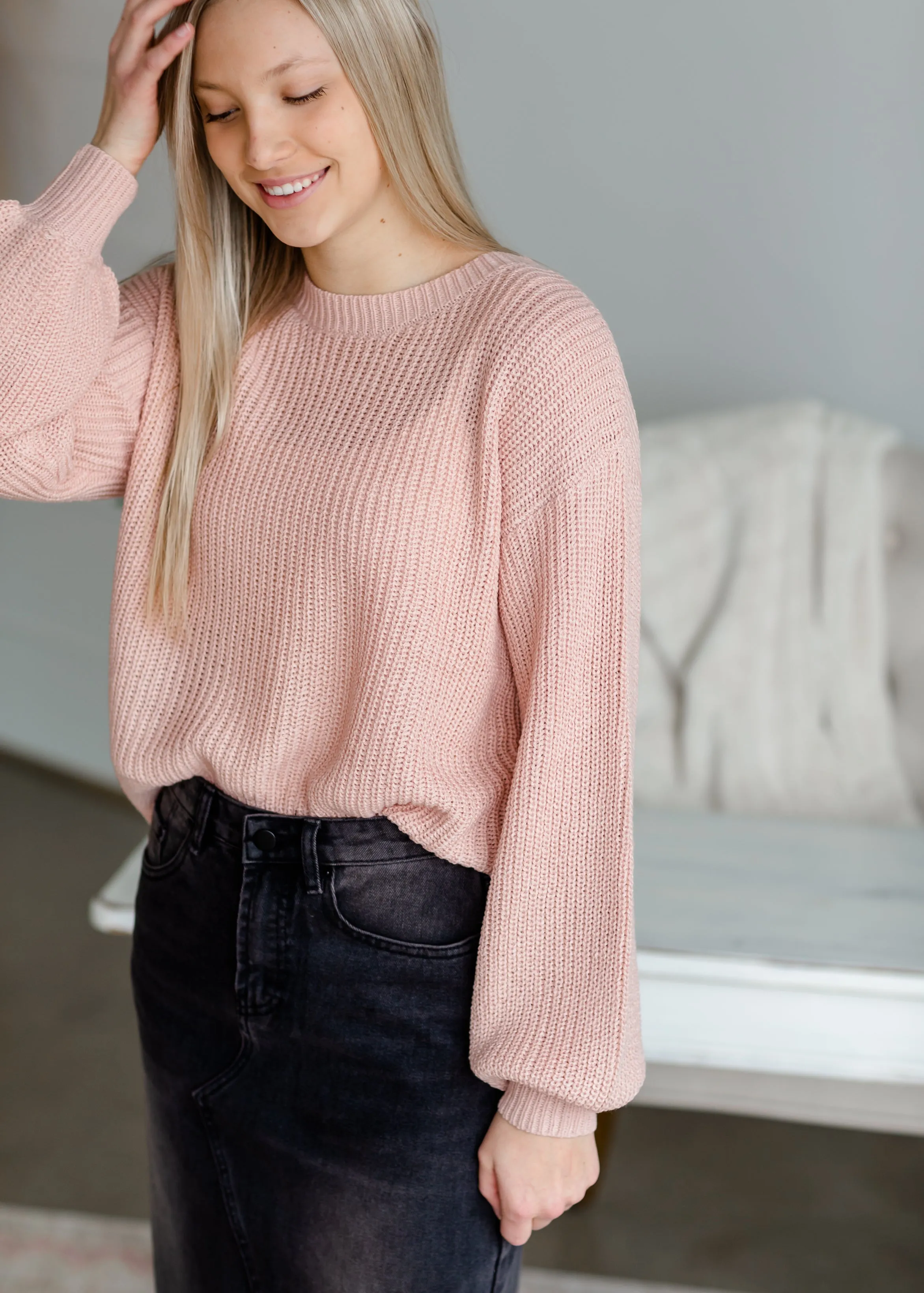 Blush Puff Sleeve Sweater