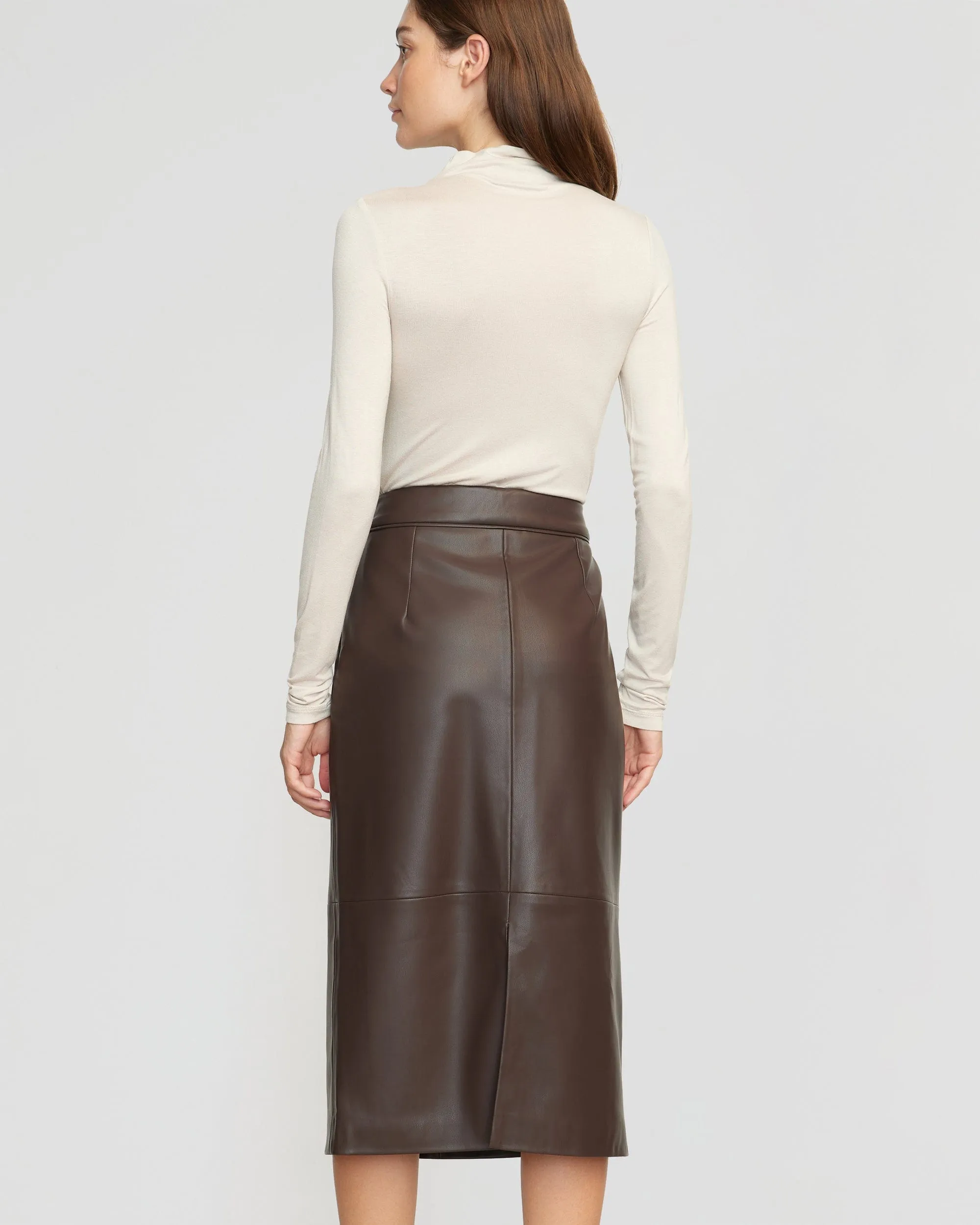 Briony Back Split-Hem Vegan Leather Skirt