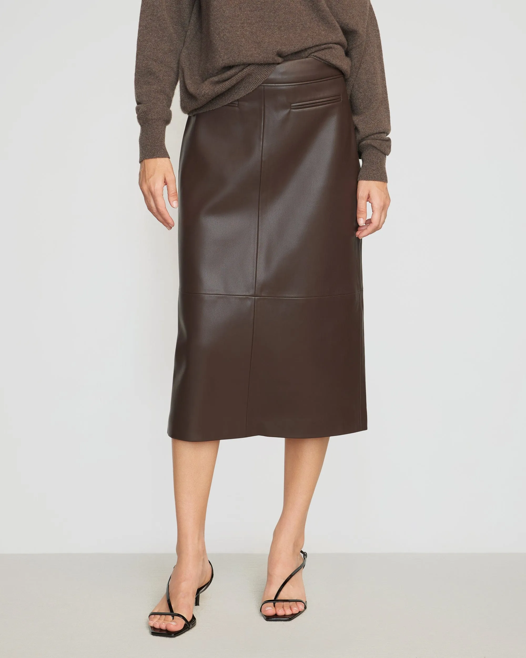 Briony Back Split-Hem Vegan Leather Skirt