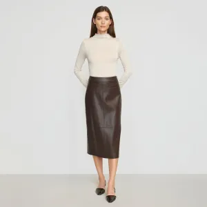 Briony Back Split-Hem Vegan Leather Skirt