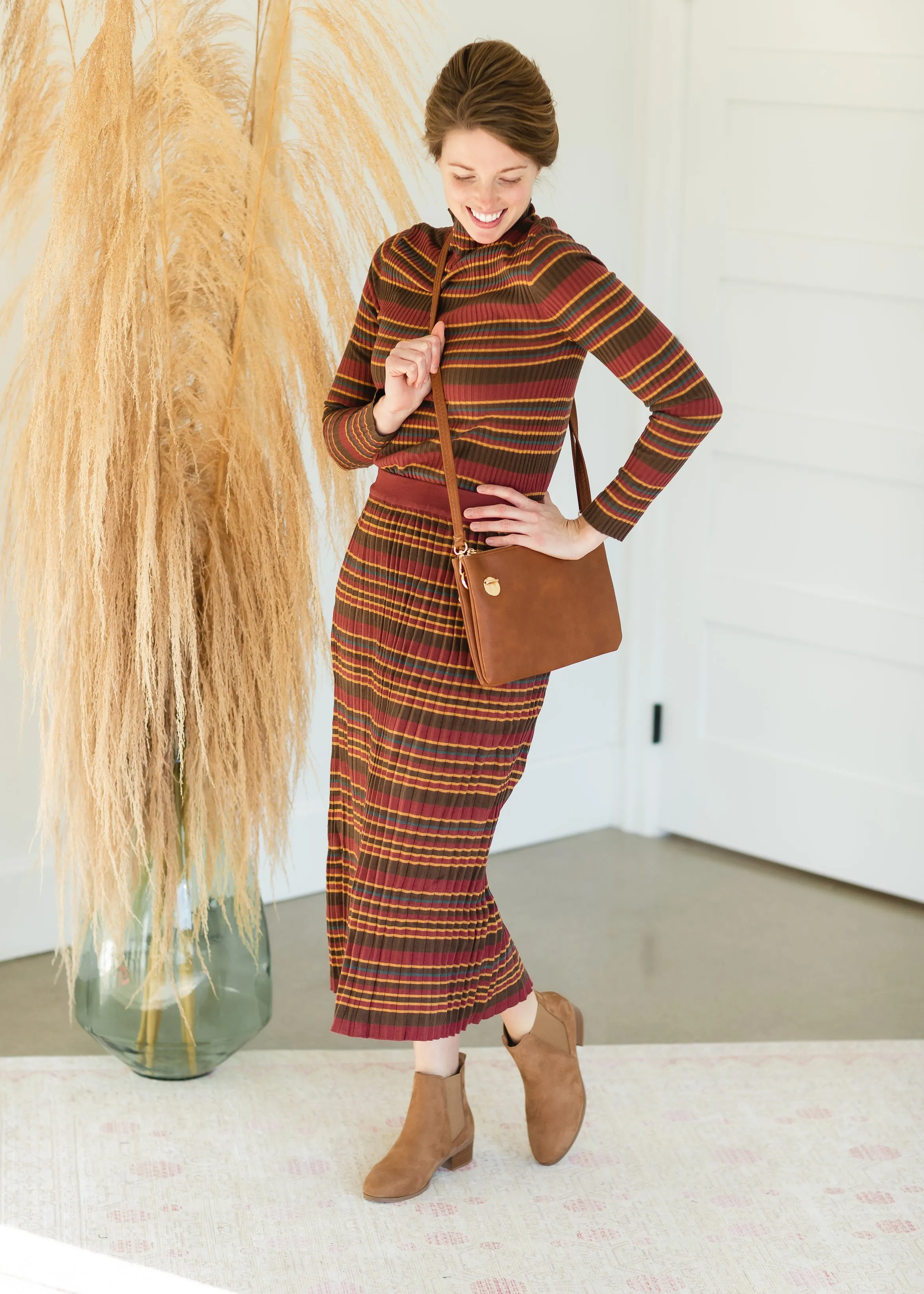 Brown Multi Stripe Ribbed Sweater - FINAL SALE