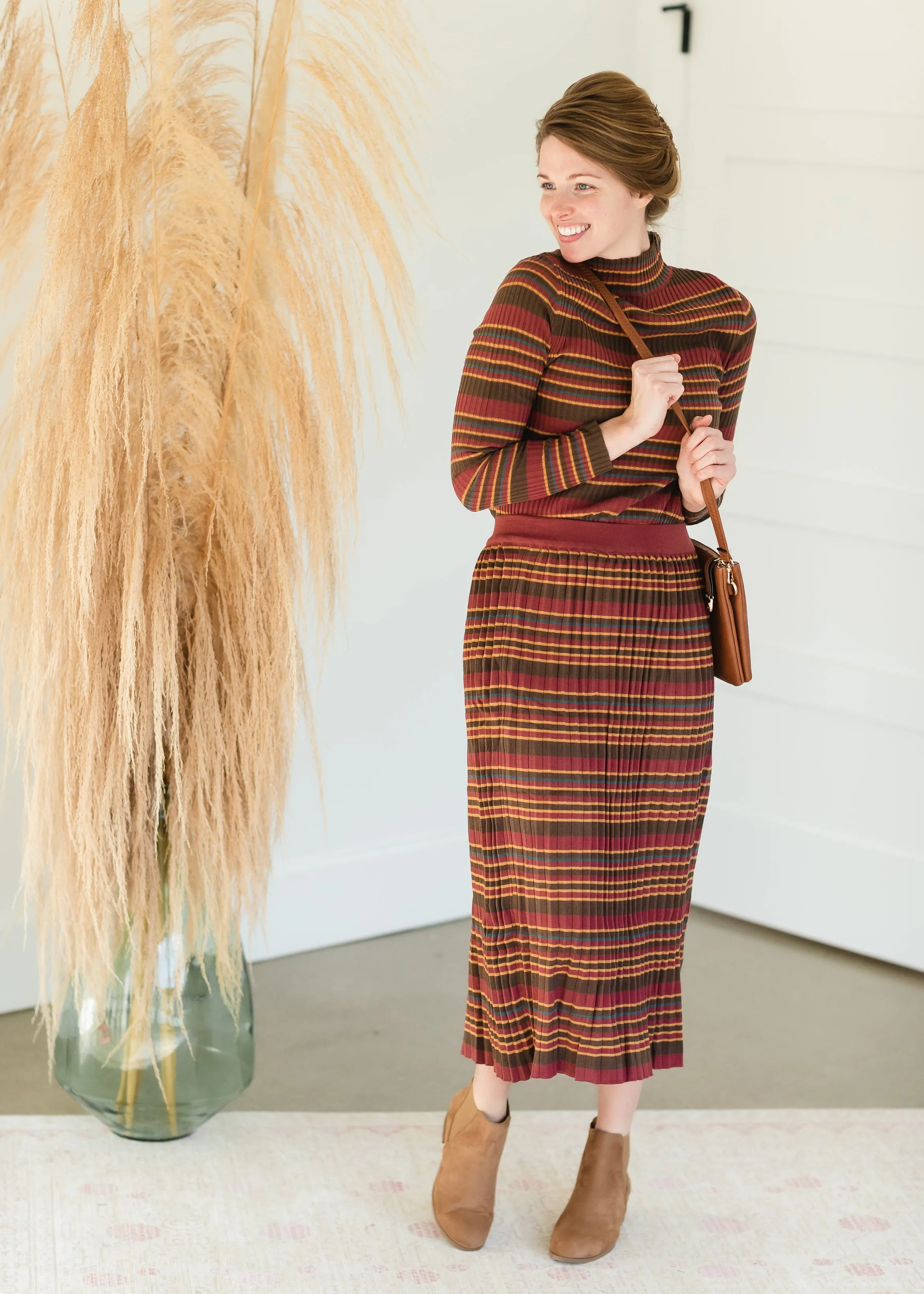 Brown Multi Stripe Ribbed Sweater - FINAL SALE