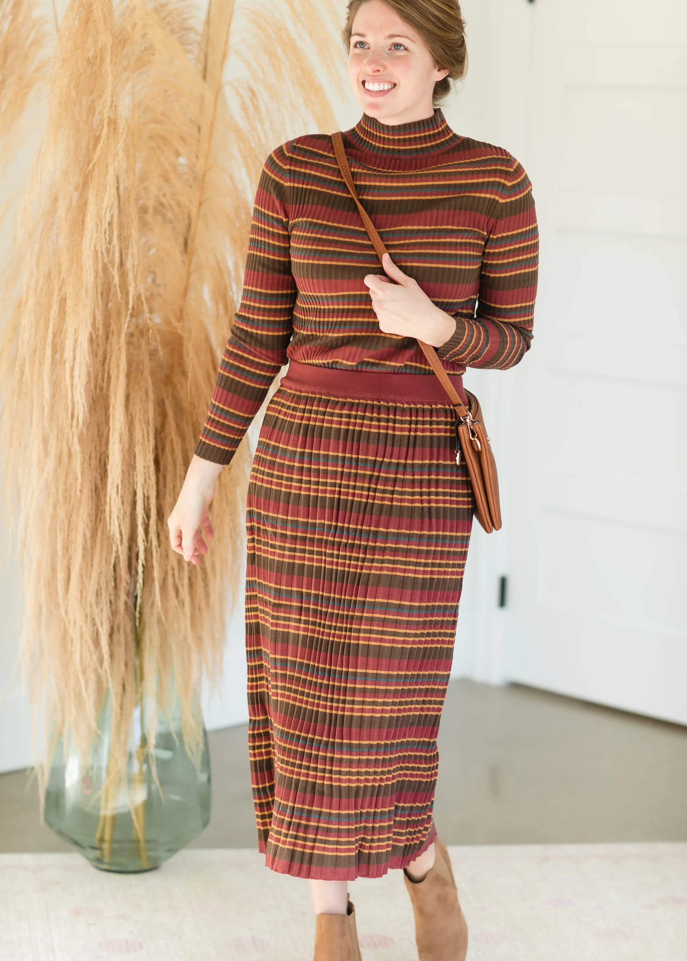 Brown Multi Stripe Ribbed Sweater - FINAL SALE