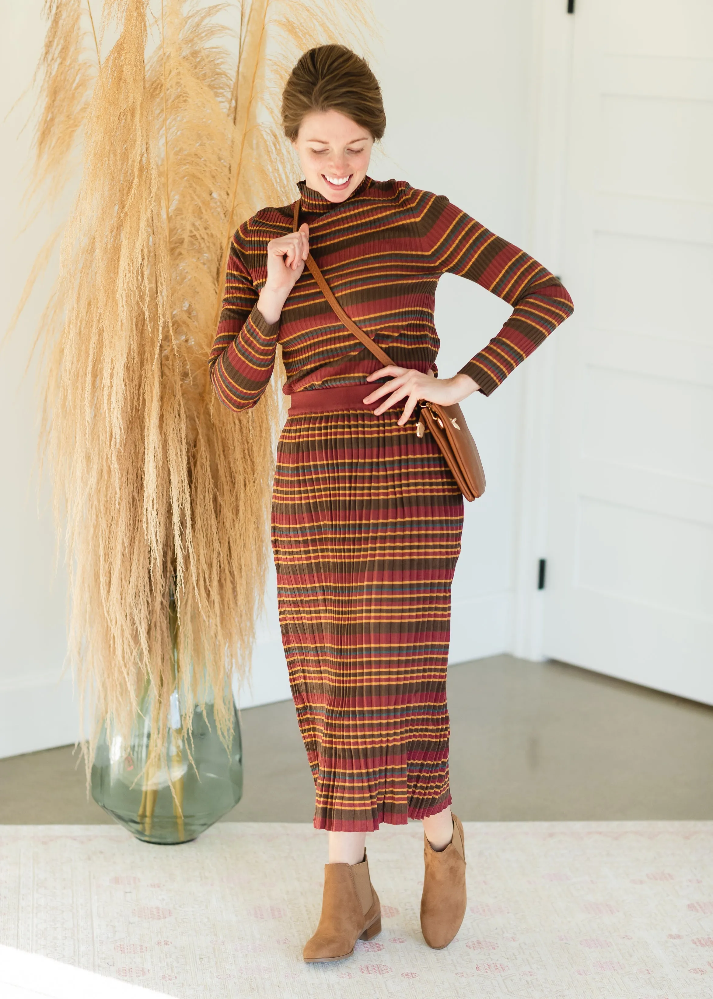 Brown Multi Stripe Ribbed Sweater - FINAL SALE