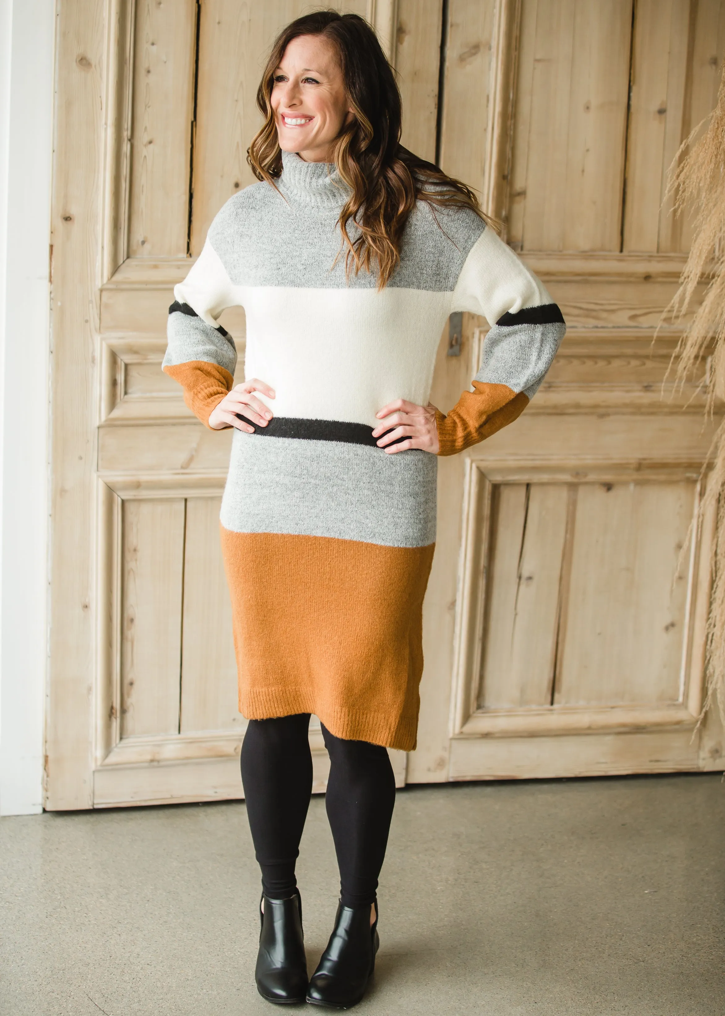 Bubble Sleeve Striped Sweater Dress - FINAL SALE