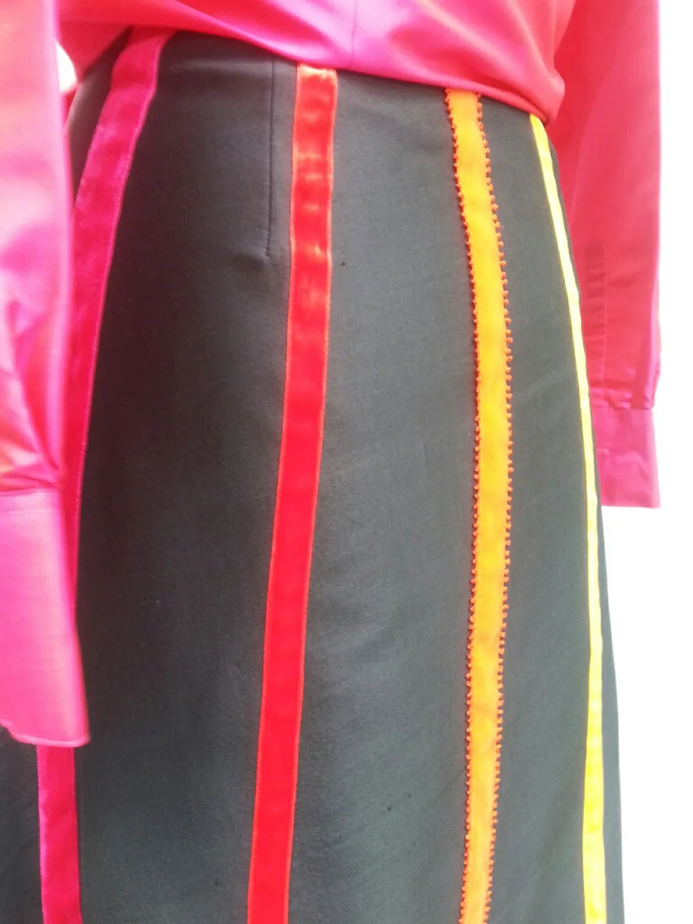 Carnival Skirt Thai Silk And Velvet Ribbons Black Bright