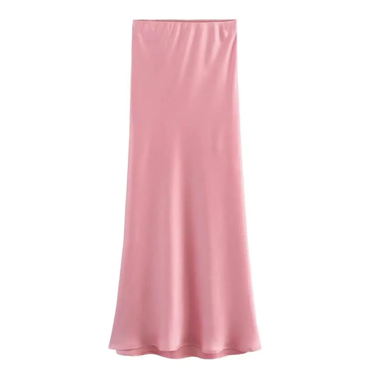 Chic High Waist Satin Silk Slim Fashion Midi Skirt