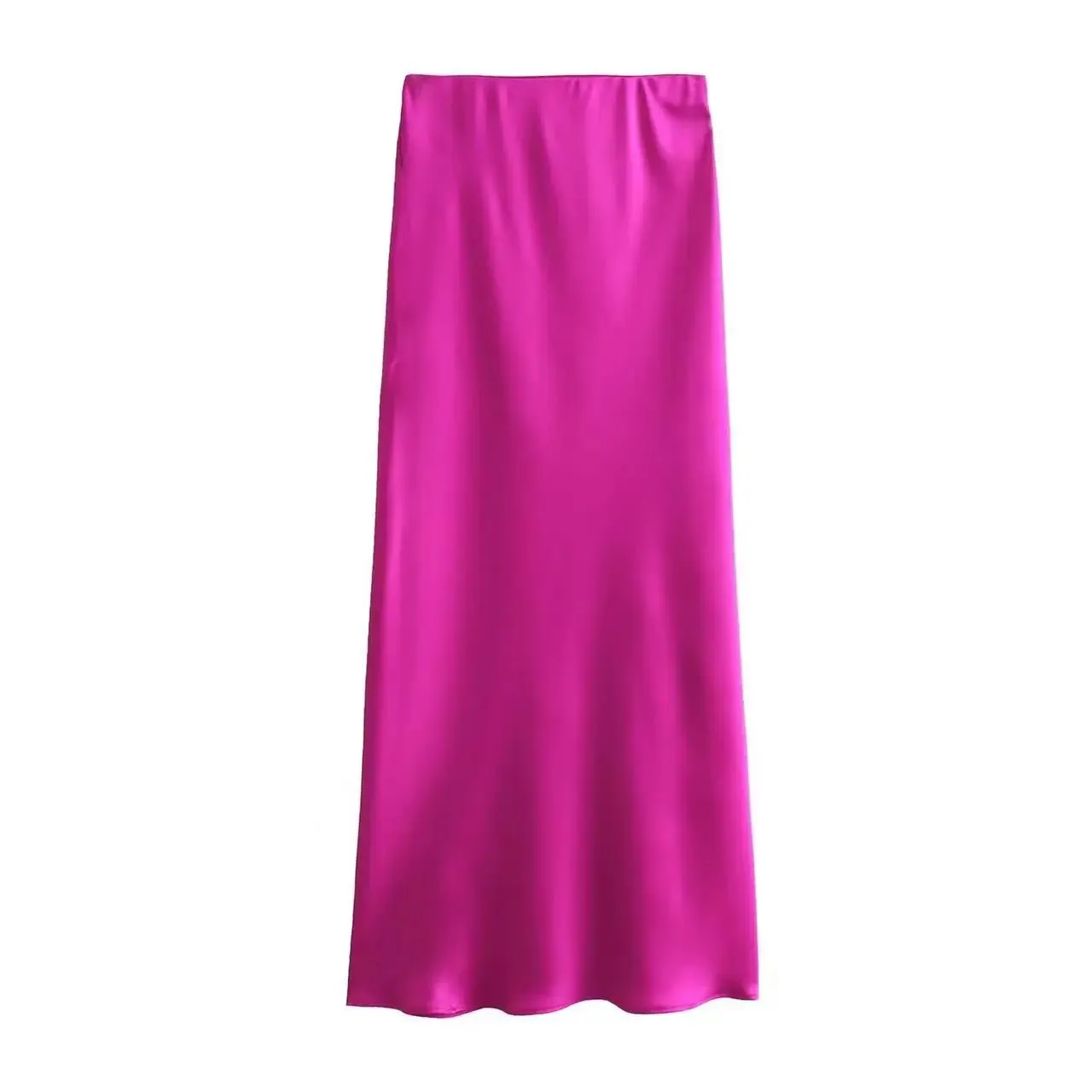 Chic High Waist Satin Silk Slim Fashion Midi Skirt