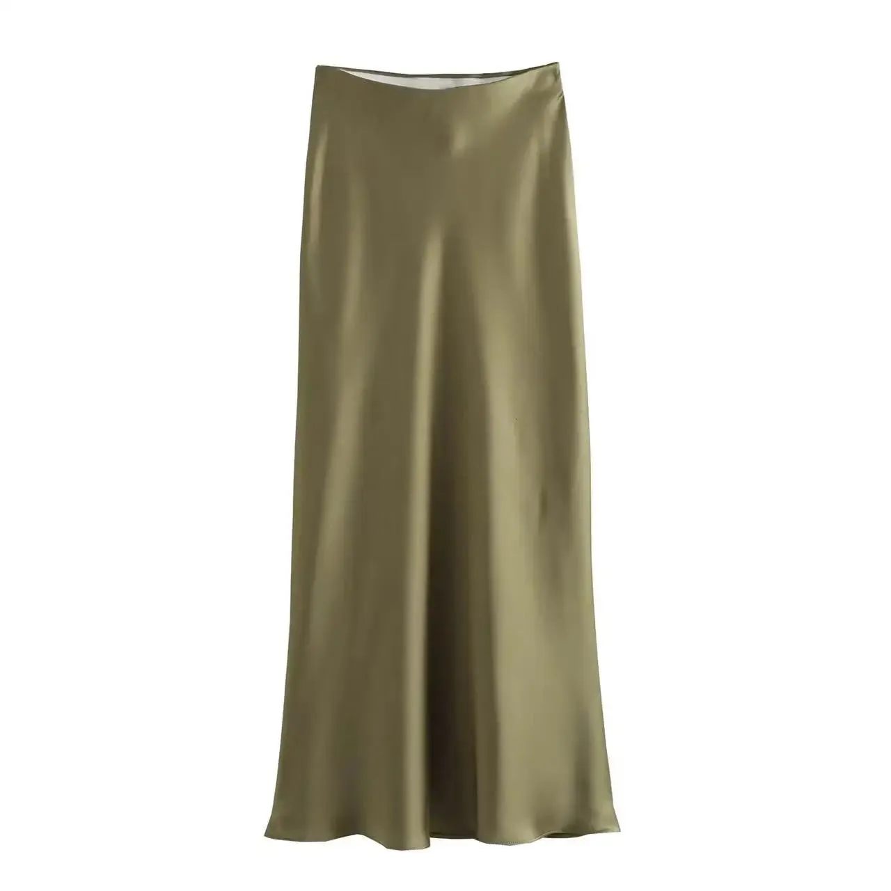 Chic High Waist Satin Silk Slim Fashion Midi Skirt