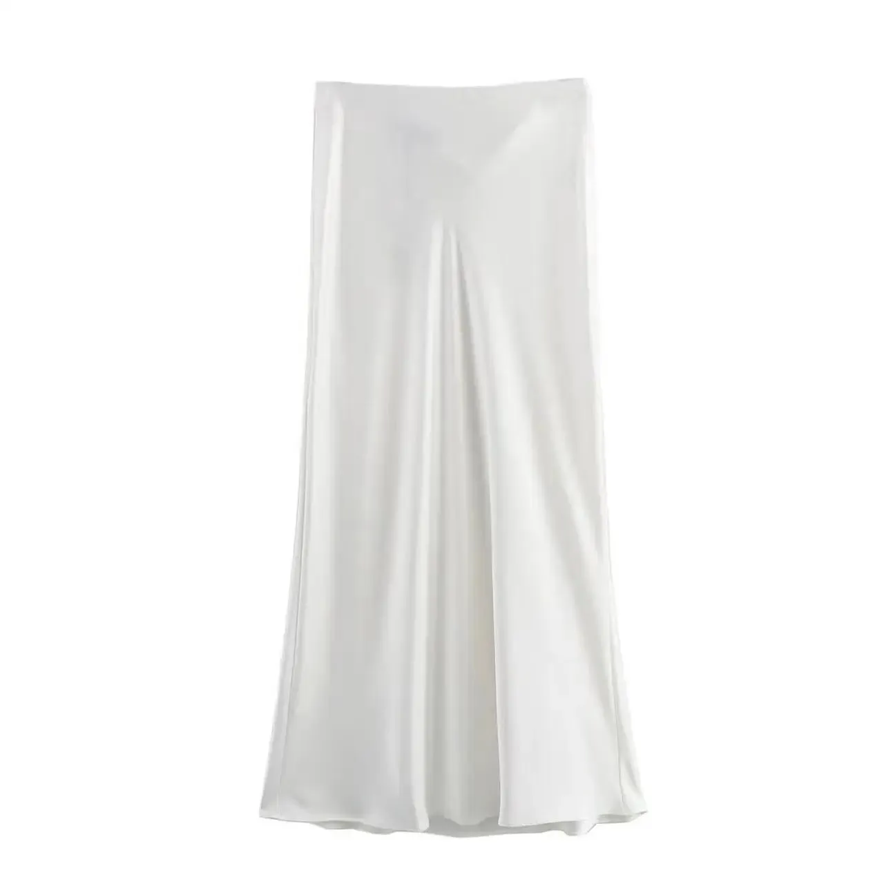 Chic High Waist Satin Silk Slim Fashion Midi Skirt