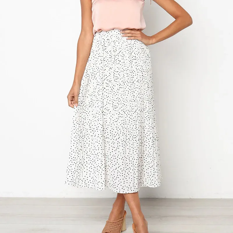 Chiffon Print High Waist Pleated Maxi Skirt