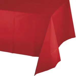 Classic Red Plastic Table Cover 54in x 108in