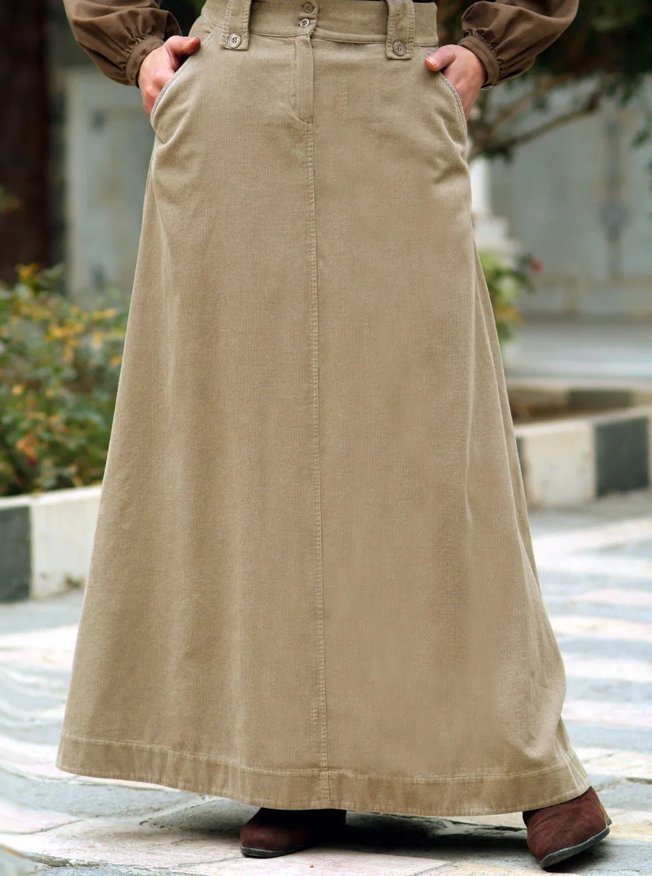 Corduroy A-Line Flared Maxi Skirt