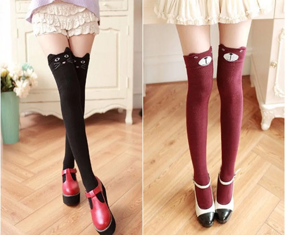 Cotton Animal Thigh Highs