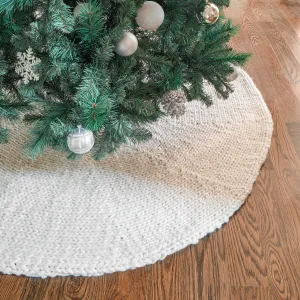 Cozy Chunky Knit Christmas Tree Skirt - Ivory, 60"