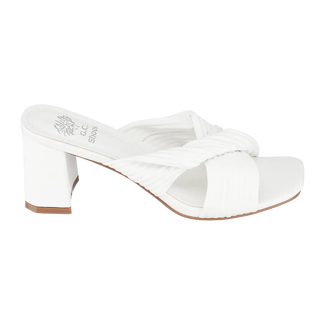 Dara White Heeled Sandals