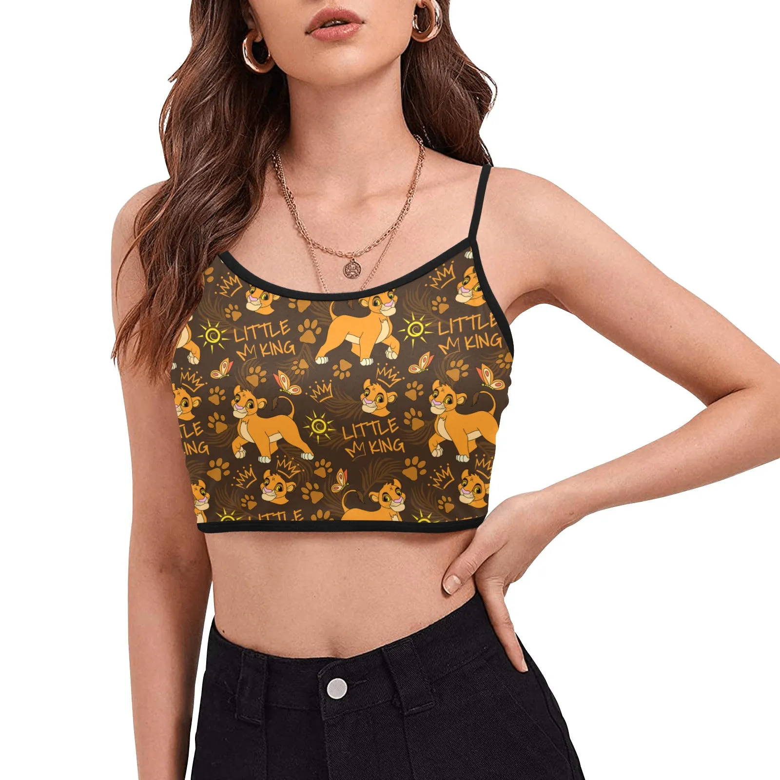 Disney Lion King Little King Women's Spaghetti Strap Crop Top