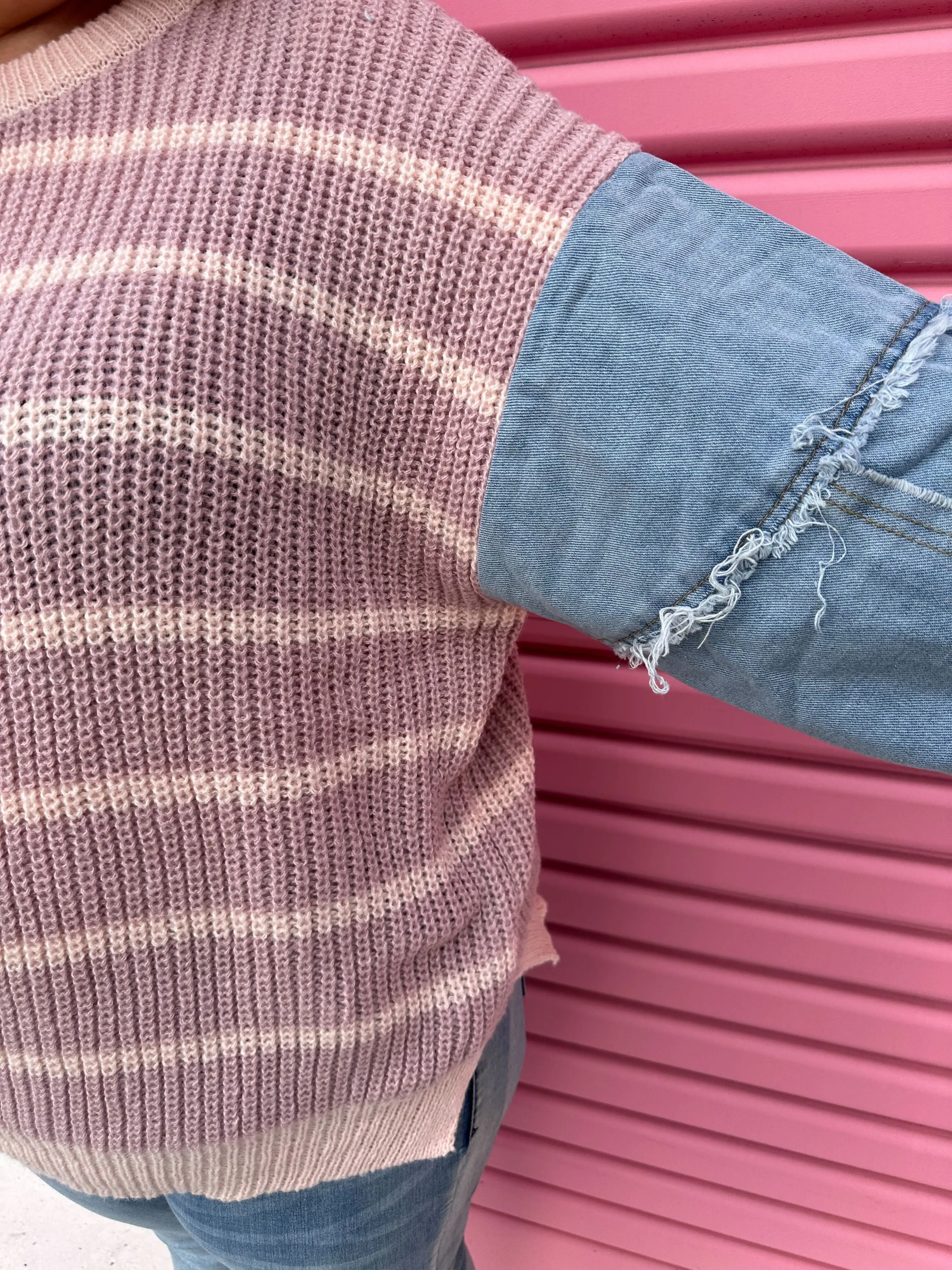 Ethan Striped Knit Jumper in Blush by Worthier