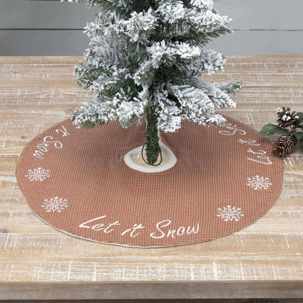 Farmhouse Christmas Tree Skirt Let It Snow Holiday Decor VHC Brands