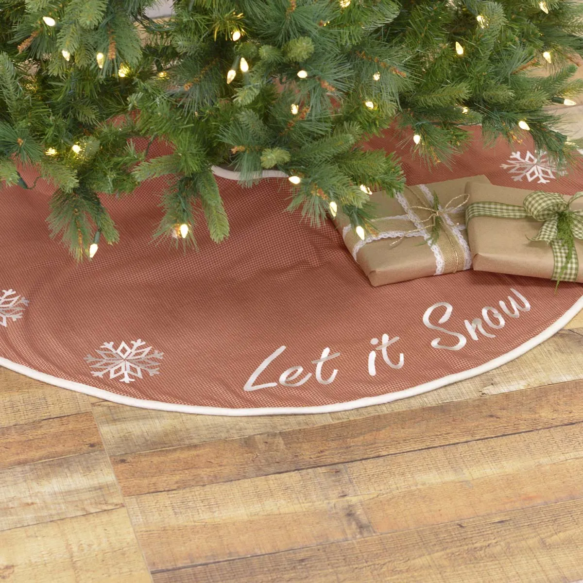 Farmhouse Christmas Tree Skirt Let It Snow Holiday Decor VHC Brands