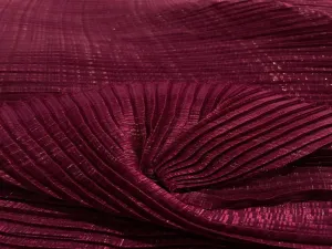 Georgette Wine Red with lurex Pleated 44&quot; wide Fabric