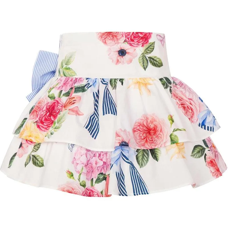 Girls Floral Bow Skirt Set