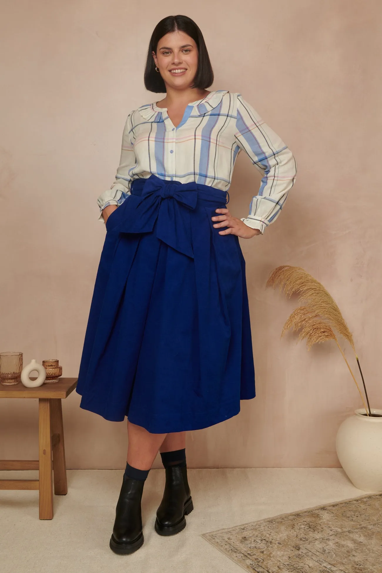 Jemima Needlecord Cobalt Blue Skirt