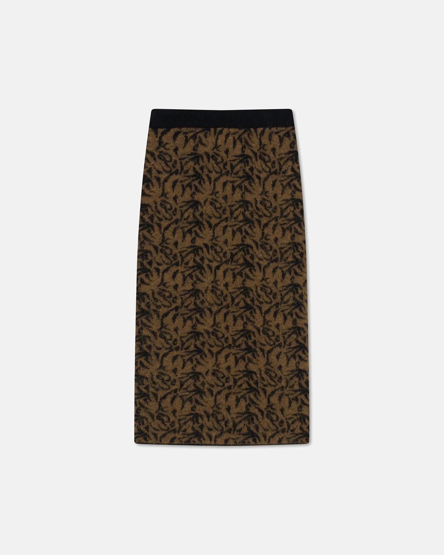 Jorna - Sale Jacquard Pattern Skirt - Black Brown Alpaca