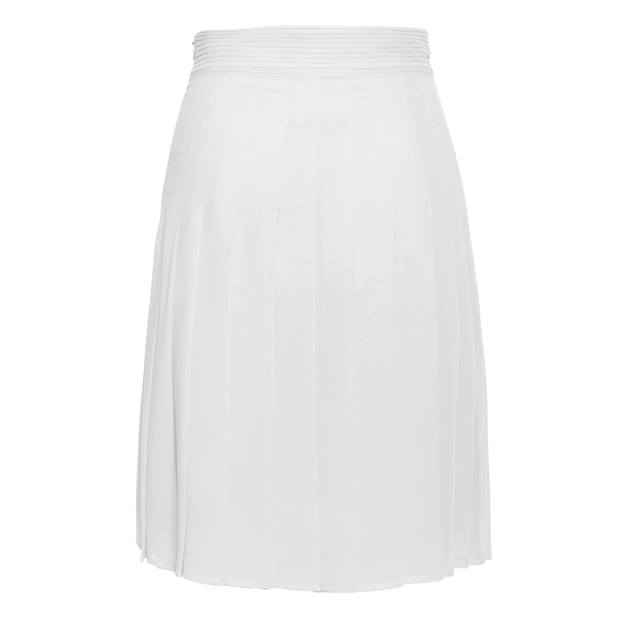 Knee Length Chiffon Pleated Skirt - Ivory