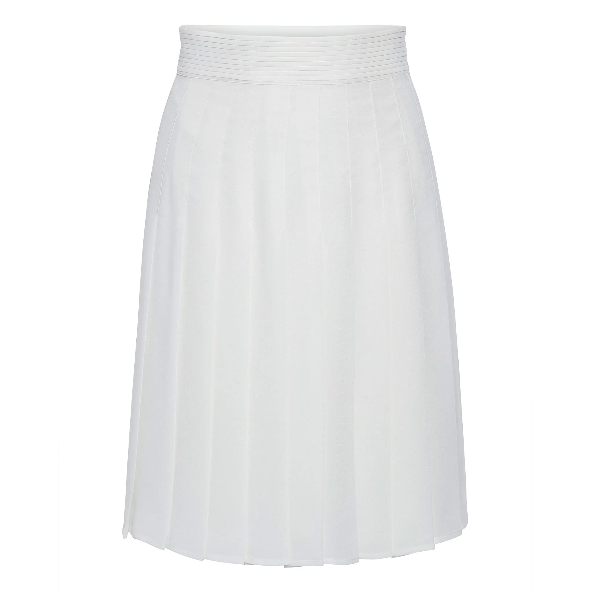 Knee Length Chiffon Pleated Skirt - Ivory