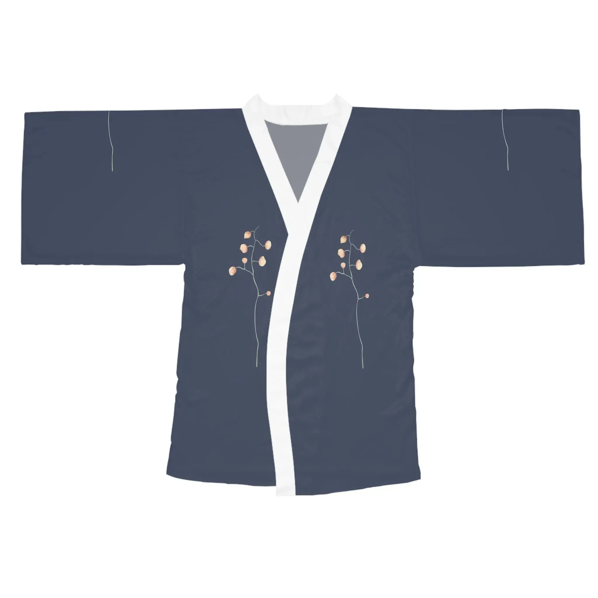 Loungewear  Kimono Robe Adorned with Delicate Flowers