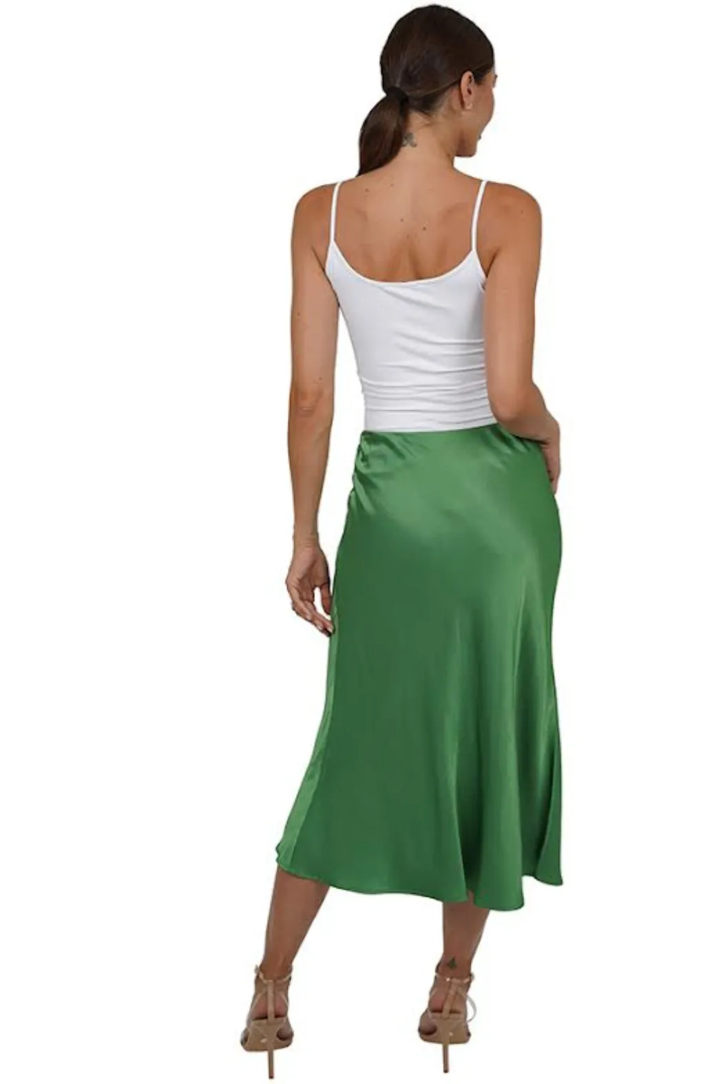 Love Token Satin Midi Skirt