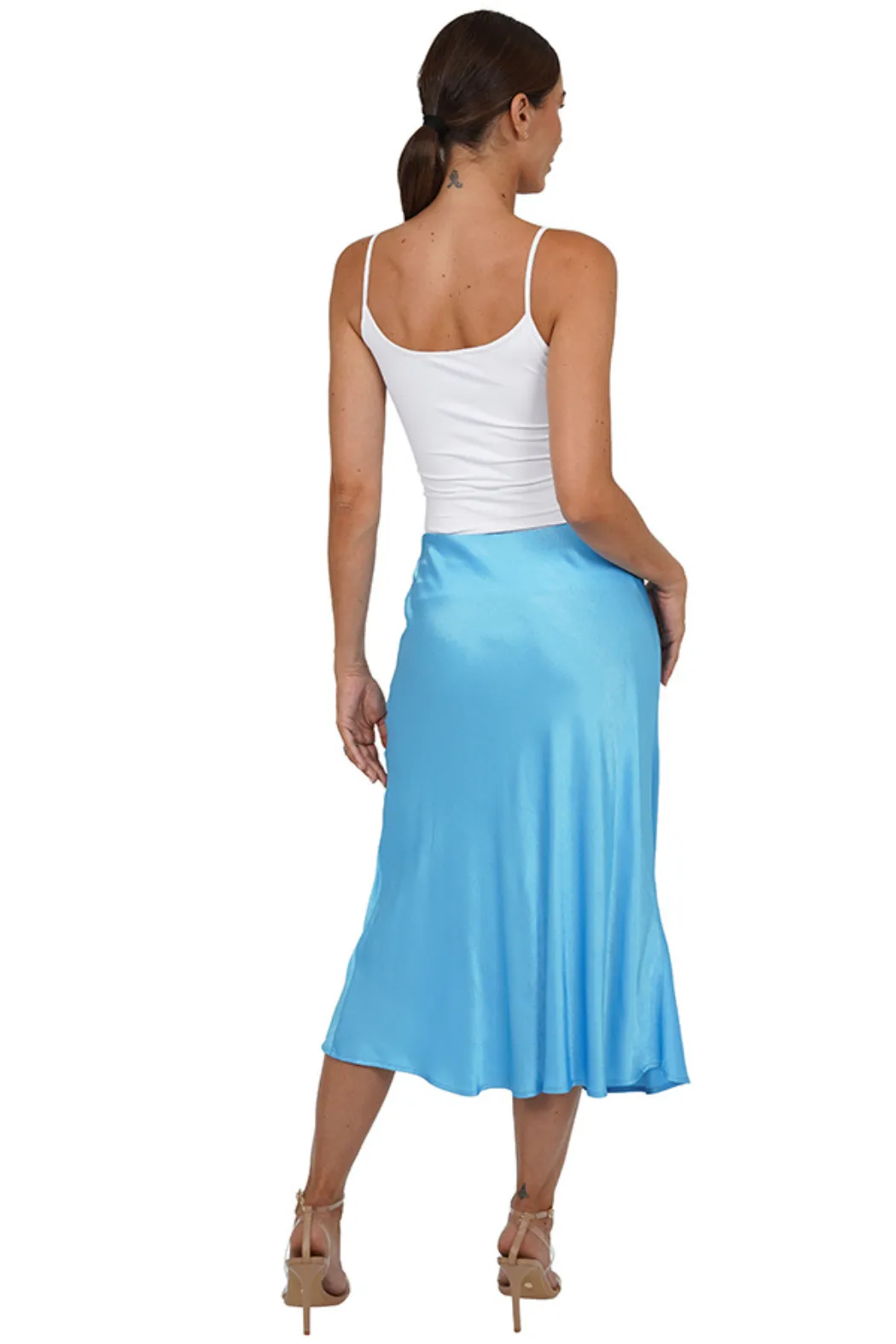 Love Token Satin Midi Skirt